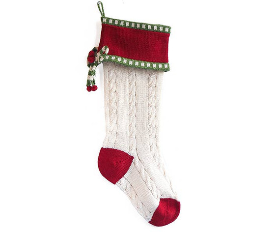 Cable-Knit Bow Holiday Stocking