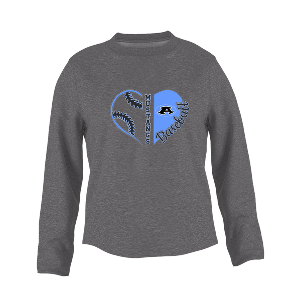 Aldine Mustangs Heart Baseball Women's Sweatshirt