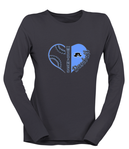 Aldine Mustangs Heart Baseball Women's Premium LS T-Shirt