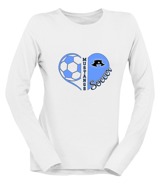 Aldine Mustangs Heart Soccer Women's Premium LS T-Shirt
