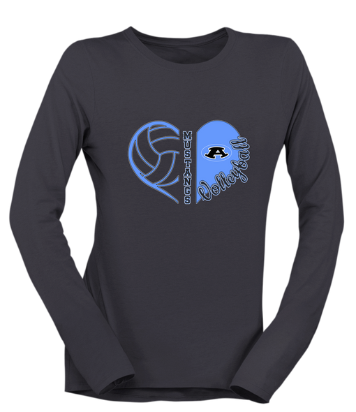 Aldine Mustangs Heart Volleyball Women's Premium LS T-Shirt