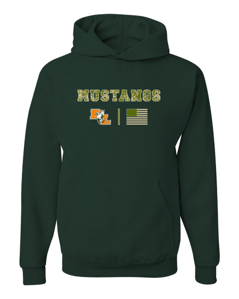 East Lincoln Mustangs Camo Flag Men's Premium Hoodie
