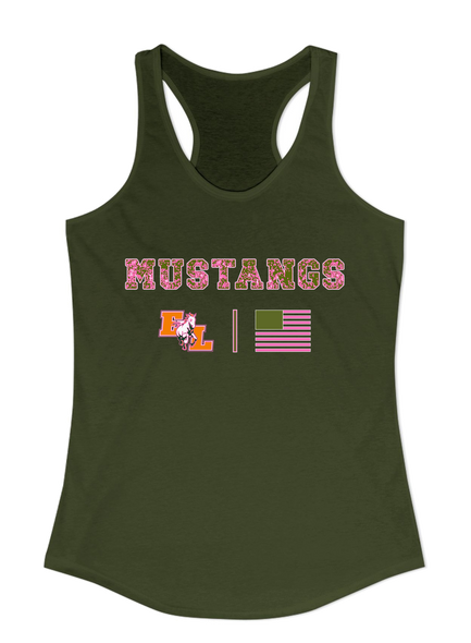 East Lincoln Mustangs Pink Camo Flag Women's Tank Top