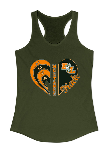 East Lincoln Mustangs Heart Track Women's Tank Top