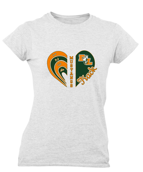 East Lincoln Mustangs Heart Track Women's Premium SS T-Shirt