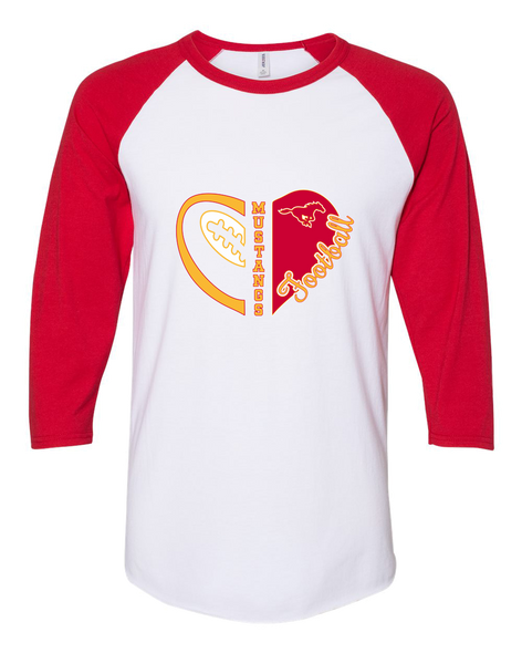 Abraham Lincoln Mustangs Heart Football Women's Baseball T-Shirt