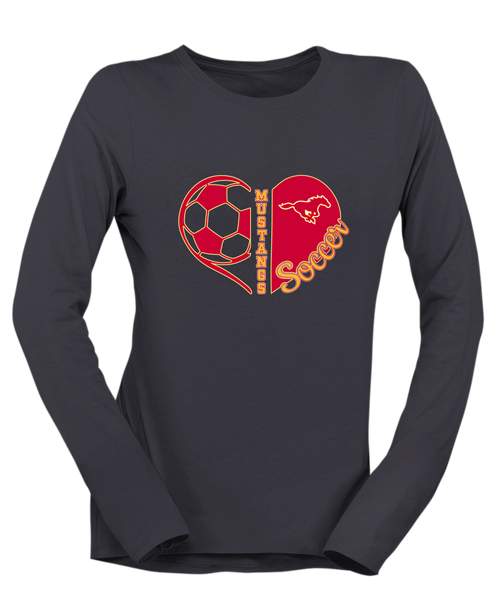 Abraham Lincoln Mustangs Heart Soccer Women's LS T-Shirt