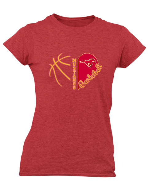 Abraham Lincoln Mustangs Heart Basketball Women's SS T-Shirt