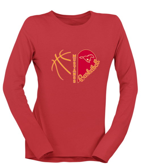 Abraham Lincoln Mustangs Heart Basketball Women's LS T-Shirt
