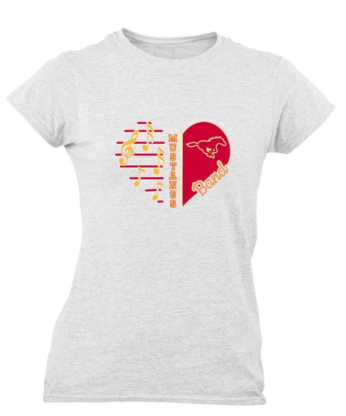 Abraham Lincoln Mustangs Heart Band Women's SS T-Shirt