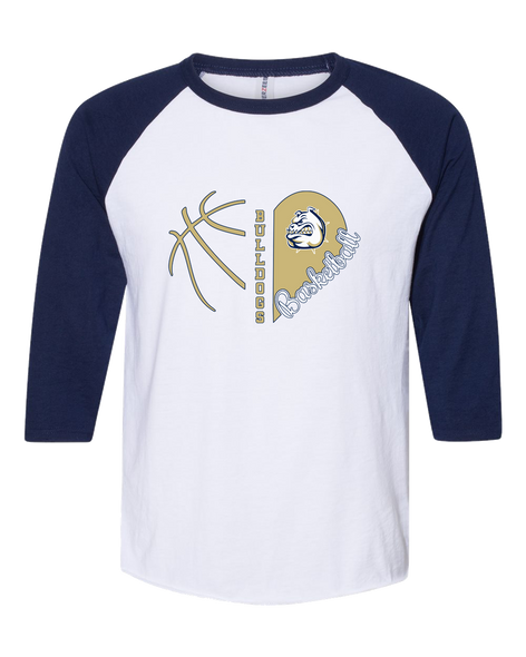 Fairdale Bulldogs Heart Basketball Women's Baseball T-Shirt
