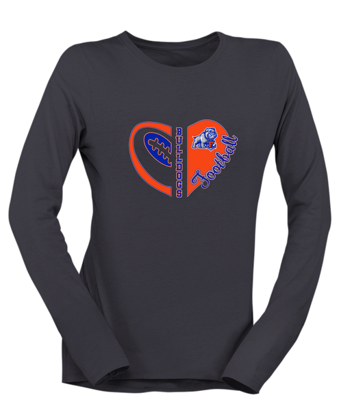 Freeport Bulldogs Anchor Heart Football Women's LS T-Shirt