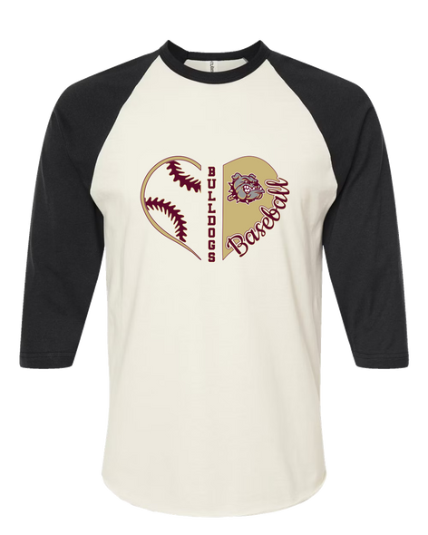 King's Fork Bulldogs Heart Baseball Women's Baseball T-Shirt