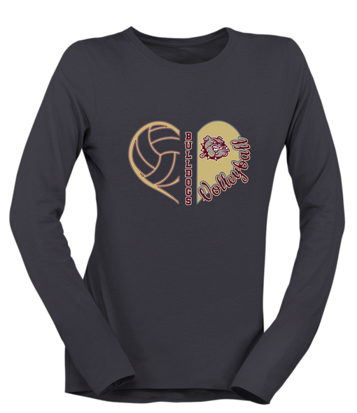 King's Fork Bulldogs Heart Volleyball Women's Premium LS T-Shirt