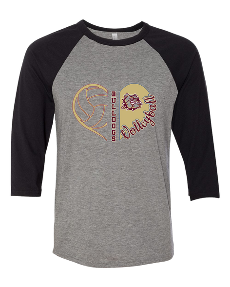 King's Fork Bulldogs Heart Volleyball Women's Baseball T-Shirt