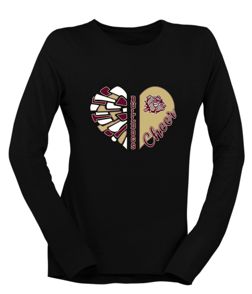 King's Fork Bulldogs Heart Cheer Women's LS T-Shirt