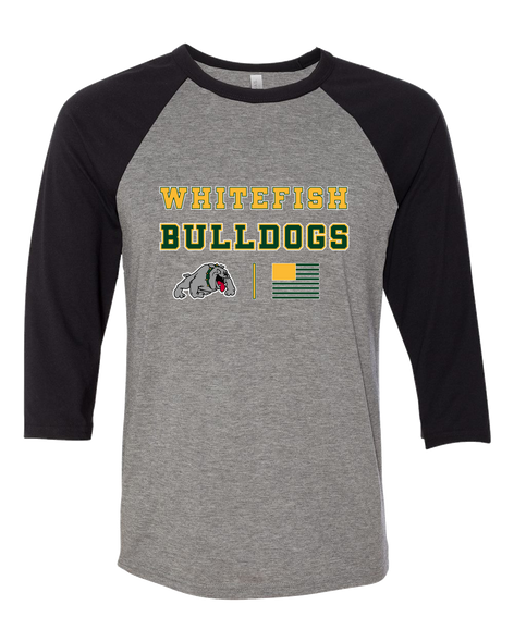 Whitefish Bulldogs Spirit Flag Men's Baseball T-Shirt