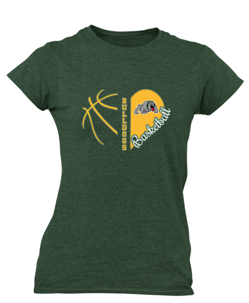 Whitefish Bulldogs Heart Basketball Women's Premium SS T-Shirt
