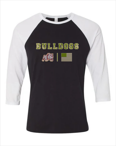 St. Cloud Bulldogs Mascot Camo Flag Women's Baseball T-Shirt
