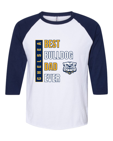 Chelsea Bulldogs Best Bulldog Dad Men's Baseball T-Shirt