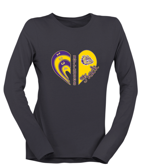 Queen Creek Bulldogs Heart Track Women's LS T-Shirt