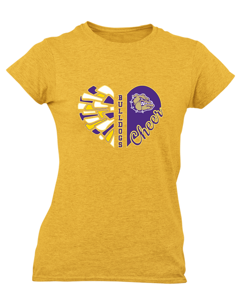 Queen Creek Bulldogs Heart Cheer Women's SS T-Shirt