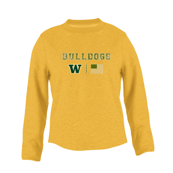 Whitefish Bulldogs Camo Flag Women's Sweatshirt