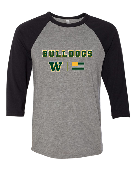 Whitefish Bulldogs Team Colors Flag Women's Baseball T-Shirt
