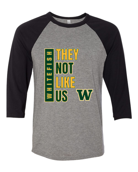 Whitefish Bulldogs They Not Like Us #1 Women's Baseball T-Shirt