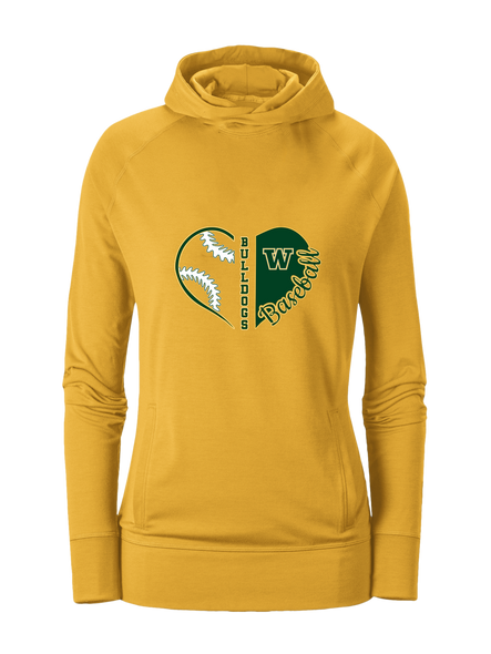 Whitefish Bulldogs Heart Baseball Women's Hoodie