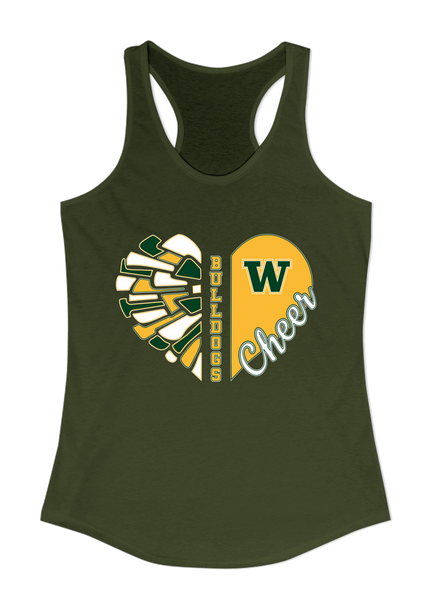 Whitefish Bulldogs Heart Cheer Women's Tank Top