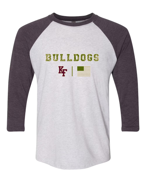 King's Fork Bulldogs KF Camo Flag Men's Baseball T-Shirt