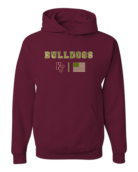 King's Fork Bulldogs KF Camo Flag Men's Premium Hoodie