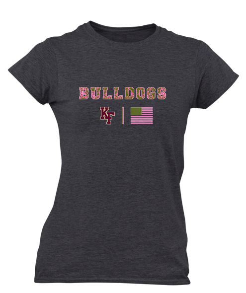 King's Fork Bulldogs KF Pink Camo Flag Women's Premium SS T-Shirt