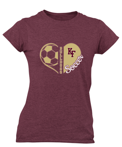 King's Fork Bulldogs KF Heart Soccer Women's Premium SS T-Shirt