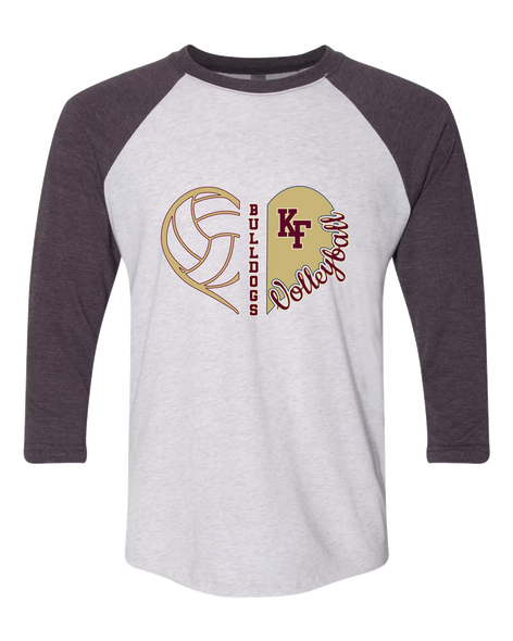 King's Fork Bulldogs KF Heart Volleyball Women's Baseball T-Shirt