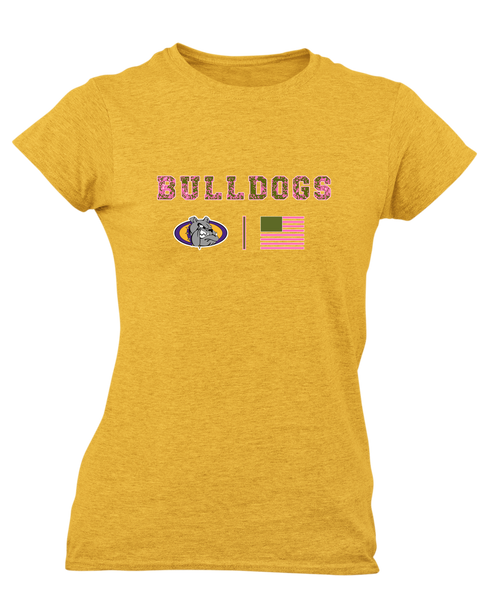 Kearney Bulldogs Pink Camo Flag Women's SS T-Shirt