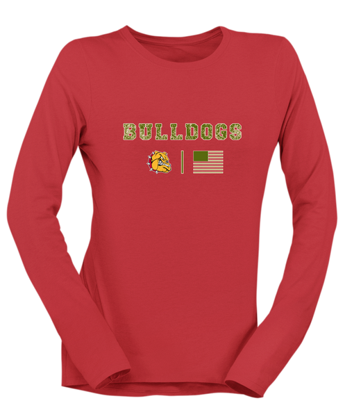 Hancock Bulldogs Camo Flag Women's Premium LS T-Shirt