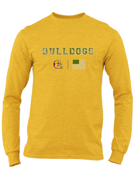 Hancock Bulldogs Camo Flag Men's LS T-Shirt
