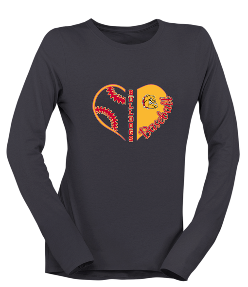 Hancock Bulldogs Heart Baseball Women's Premium LS T-Shirt