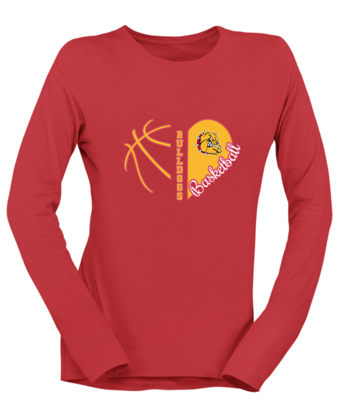 Hancock Bulldogs Heart Basketball Women's Premium LS T-Shirt