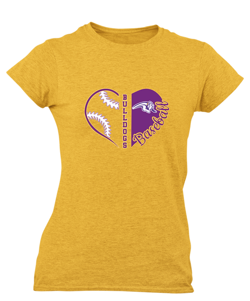 Wauconda Bulldogs Heart Baseball Women's SS T-Shirt