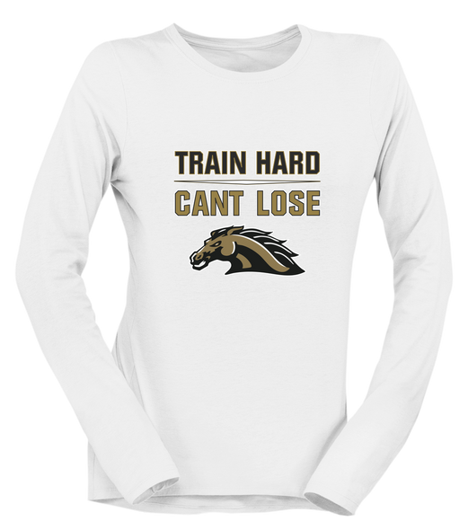 J.W. Mitchell Mustangs Train Hard, Can't Lose Women's LS T-Shirt