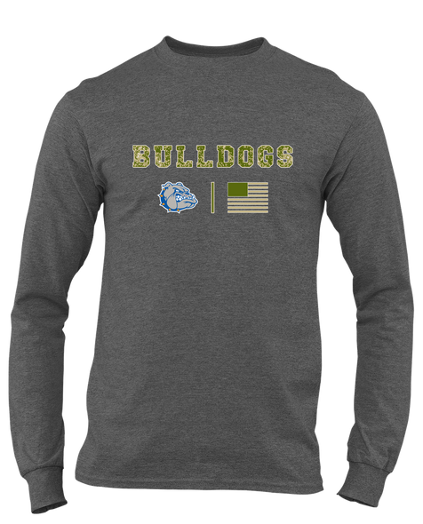 Livonia Bulldogs Camo Flag Men's Premium LS T-Shirt