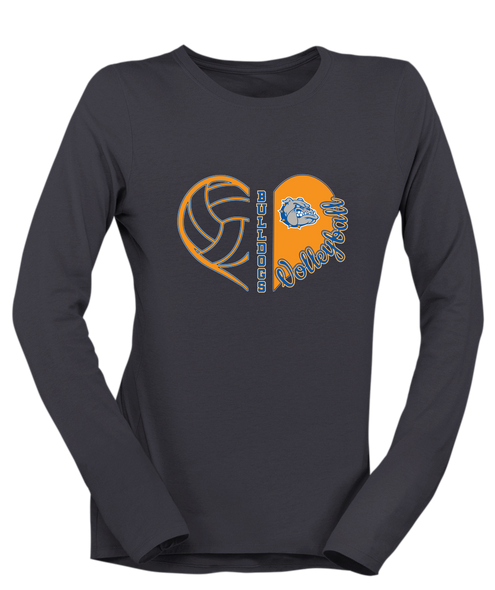 Livonia Bulldogs Heart Volleyball Women's LS T-Shirt