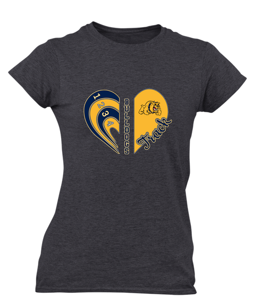 East English Bulldogs Heart Track Women's Premium SS T-Shirt