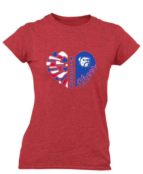 Folsom Bulldogs Heart Cheer Women's SS T-Shirt