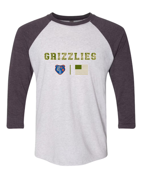 Grand Oaks Grizzlies Camo Flag Men's Baseball T-Shirt