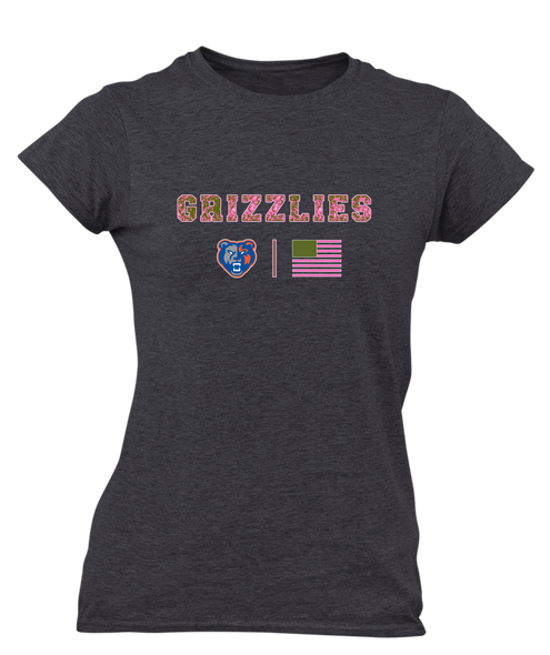 Grand Oaks Grizzlies Pink Camo Flag Women's Premium SS T-Shirt