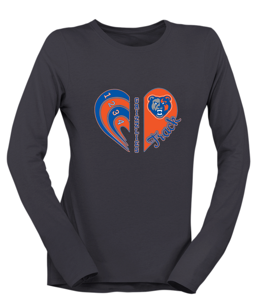 Grand Oaks Grizzlies Heart Track Women's Premium LS T-Shirt